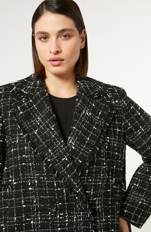 Shop Marina Rinaldi Saggina Double Breasted Tweed Jacket In Black Check