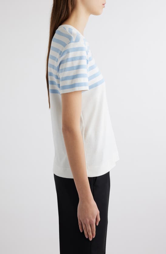Shop Givenchy Stripe Yoke Slim Fit Cotton T-shirt In White/ Light Blue