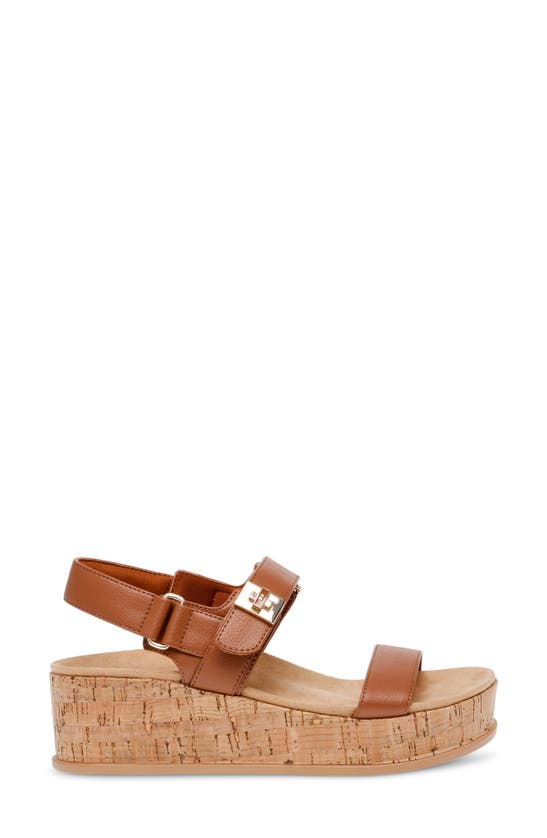 Shop Anne Klein Violette Slingback Platform Wedge Sandal In Cognac