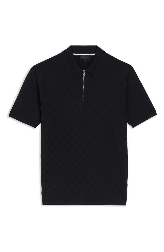 Shop Ted Baker Palton Textured Sweater Polo In Black