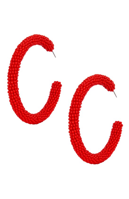 DEEPA GURNANI ZARIA BEADED HOOP EARRINGS