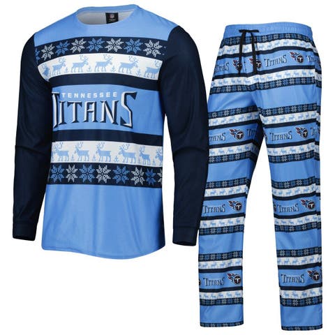 Women's FOCO Carolina Blue North Carolina Tar Heels Ugly Long Sleeve  T-Shirt & Pajama Pants Sleep Set