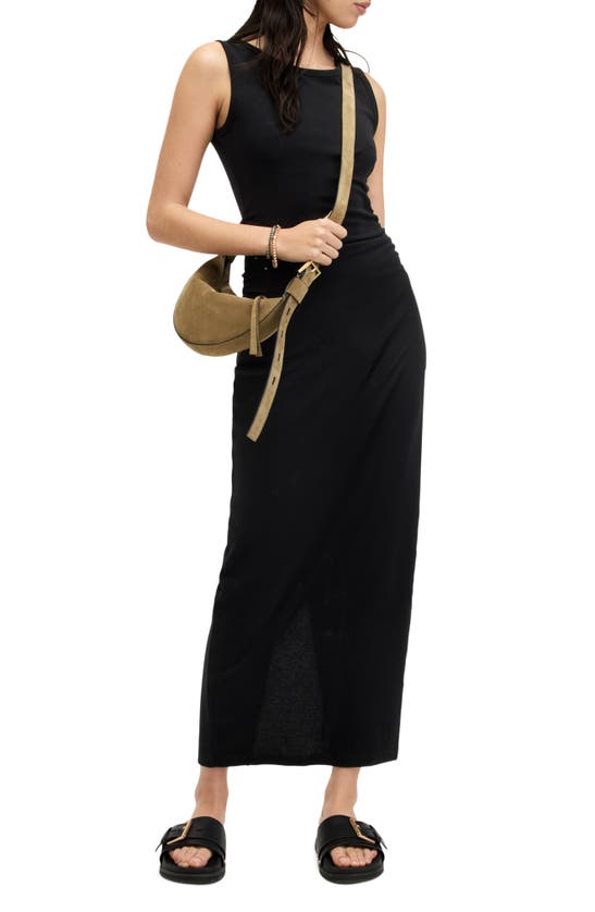 Shop Allsaints Katarina Ruched Side Maxi Dress In Black