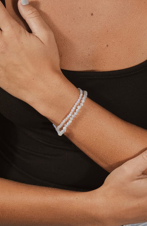 Sterling Forever Stone 2-pack Beaded Stretch Bracelets In Opalite