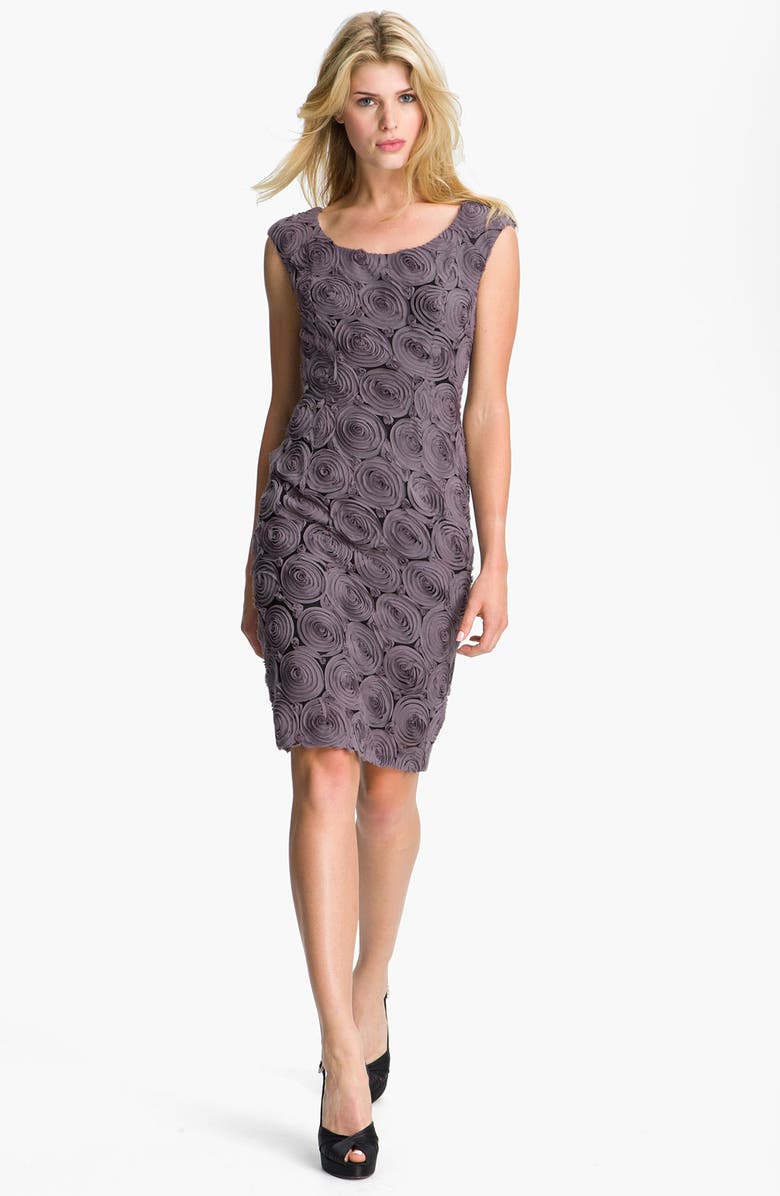 Adrianna Papell Rosette Detail Chiffon Sheath Dress | Nordstrom