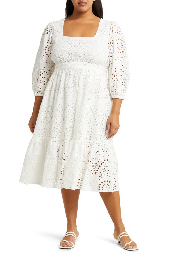 Nordstrom Matching Family Moments Cotton Eyelet Midi Dress In Ivory Cloud