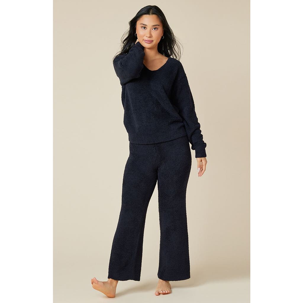 Shop Softies Solid Marshmallow V-neck Lounge Set In Black