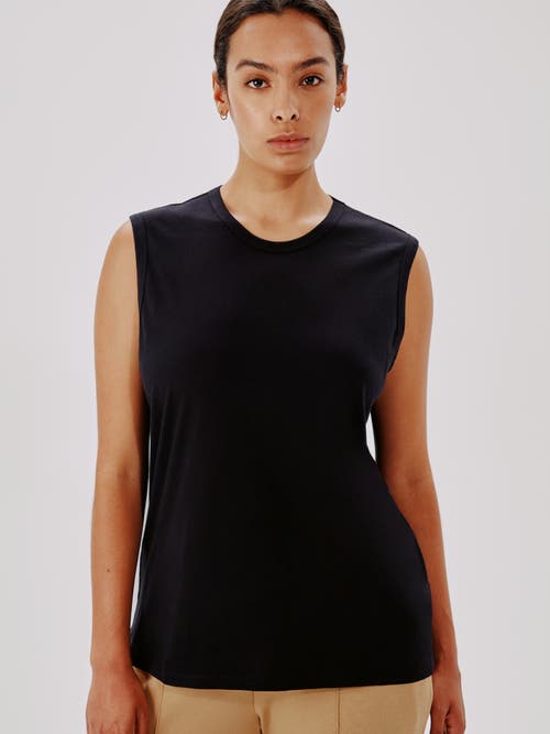 Another Tomorrow Loose Sleeveless Tee In Black