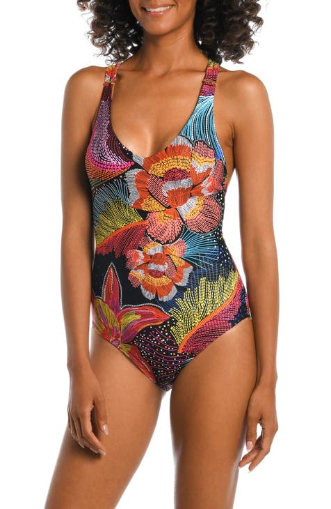 Printed Ring One-Piece Swimsuit: Women's Designer One Pieces