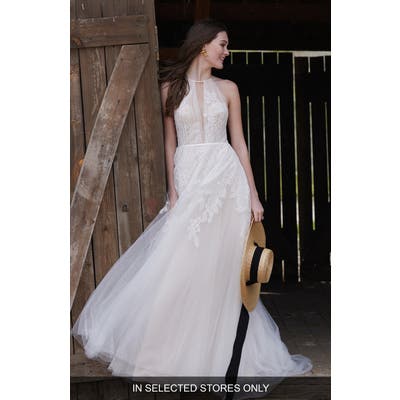 Willowby Harvest Lace & Tulle A-Line Wedding Dress, Size - Ivory