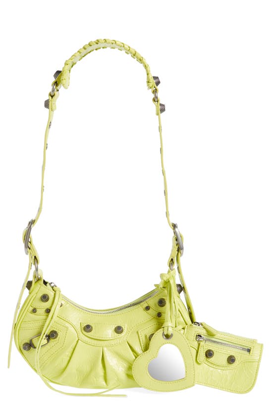 Balenciaga Extra Small Le Cagole Lambskin Shoulder Bag In Lime