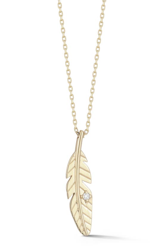 Ember Fine Jewelry 14k Gold Diamond Feather Pendant Necklace