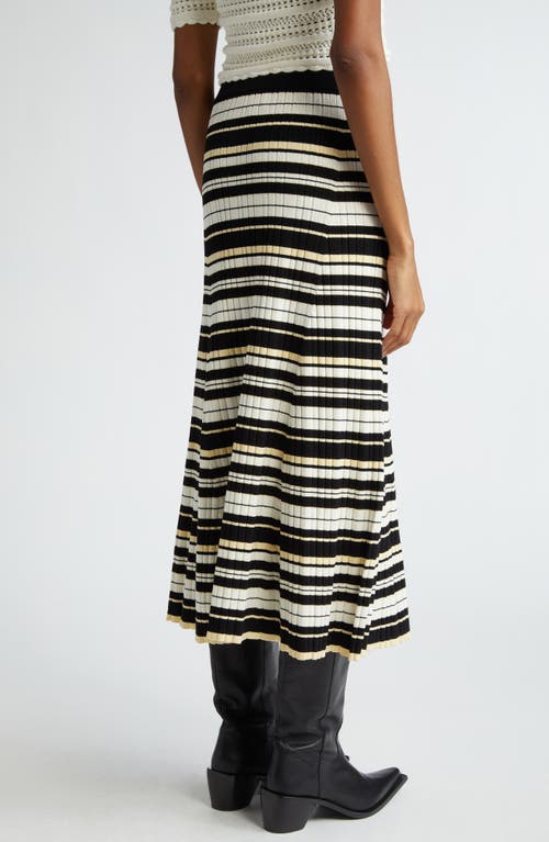 Shop Ganni Futute Rib Stripe Midi Skirt In Ivory Multicolour