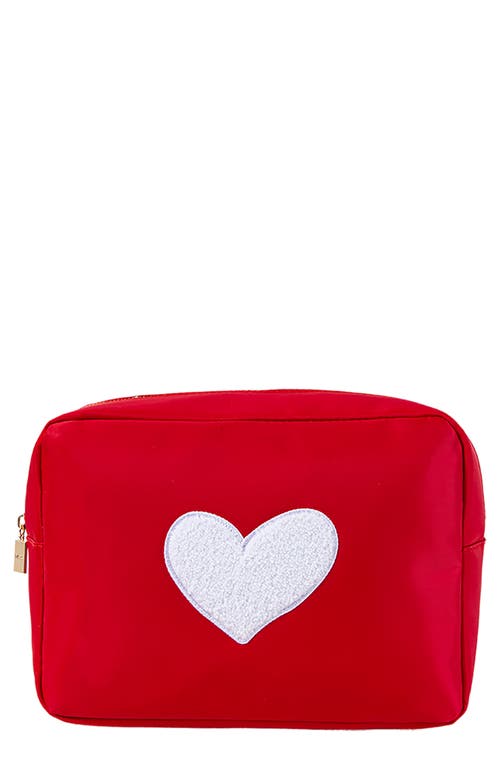 XL Heart Cosmetics Bag in Red