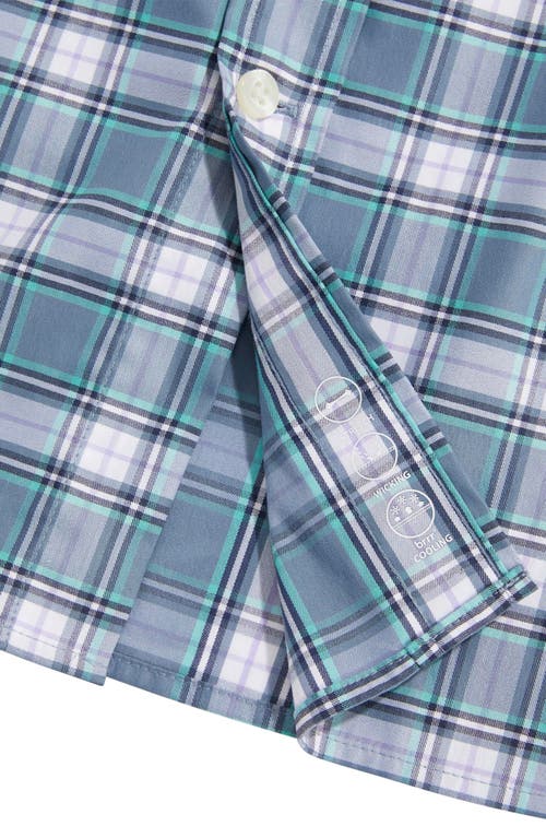 Shop Vineyard Vines Plaid On-the-go Brrrº Button-down Shirt In Plaid Blue Mirage