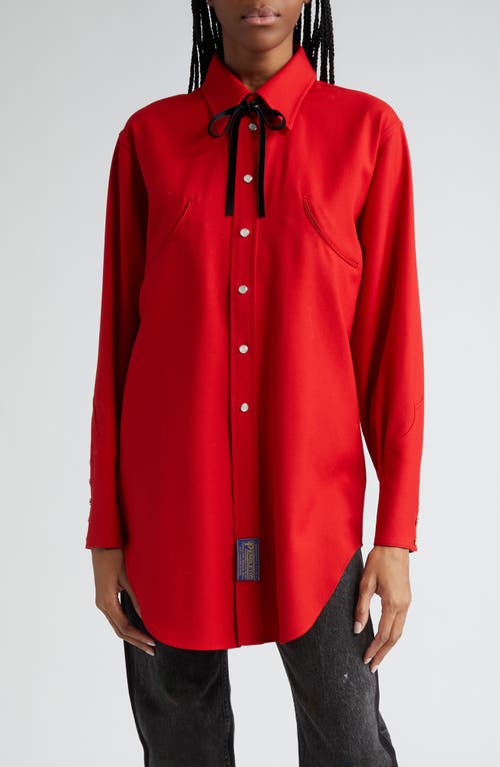 Maison Margiela x Pendleton Cutout Wool Flannel Snap-Up Shirt in Lipstick at Nordstrom, Size 4 Us