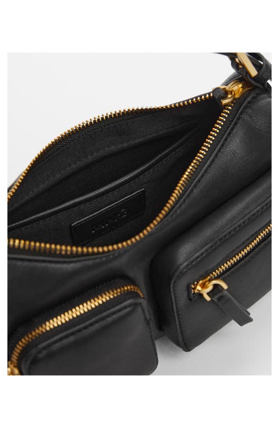 Shop Mango Faux Leather Shoulder Bag In Black