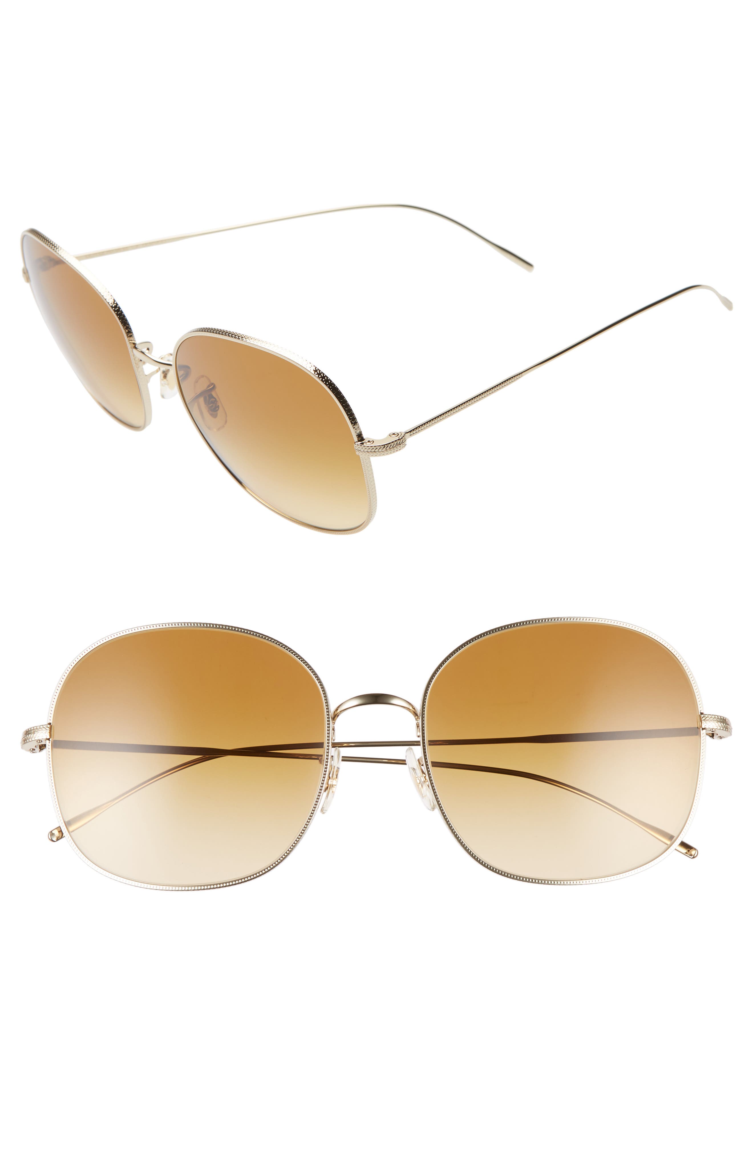 Oliver Peoples Mehrie 57mm Round Sunglasses In Gold | ModeSens