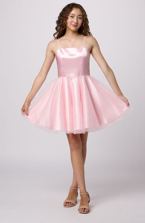 Shop Un Deux Trois Kids' Satin & Tulle Fit & Flare Dress In Light Pink