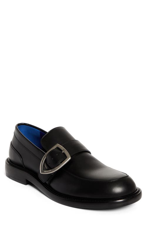 Shop Burberry Cobble Shield Buckle Loafer In Black