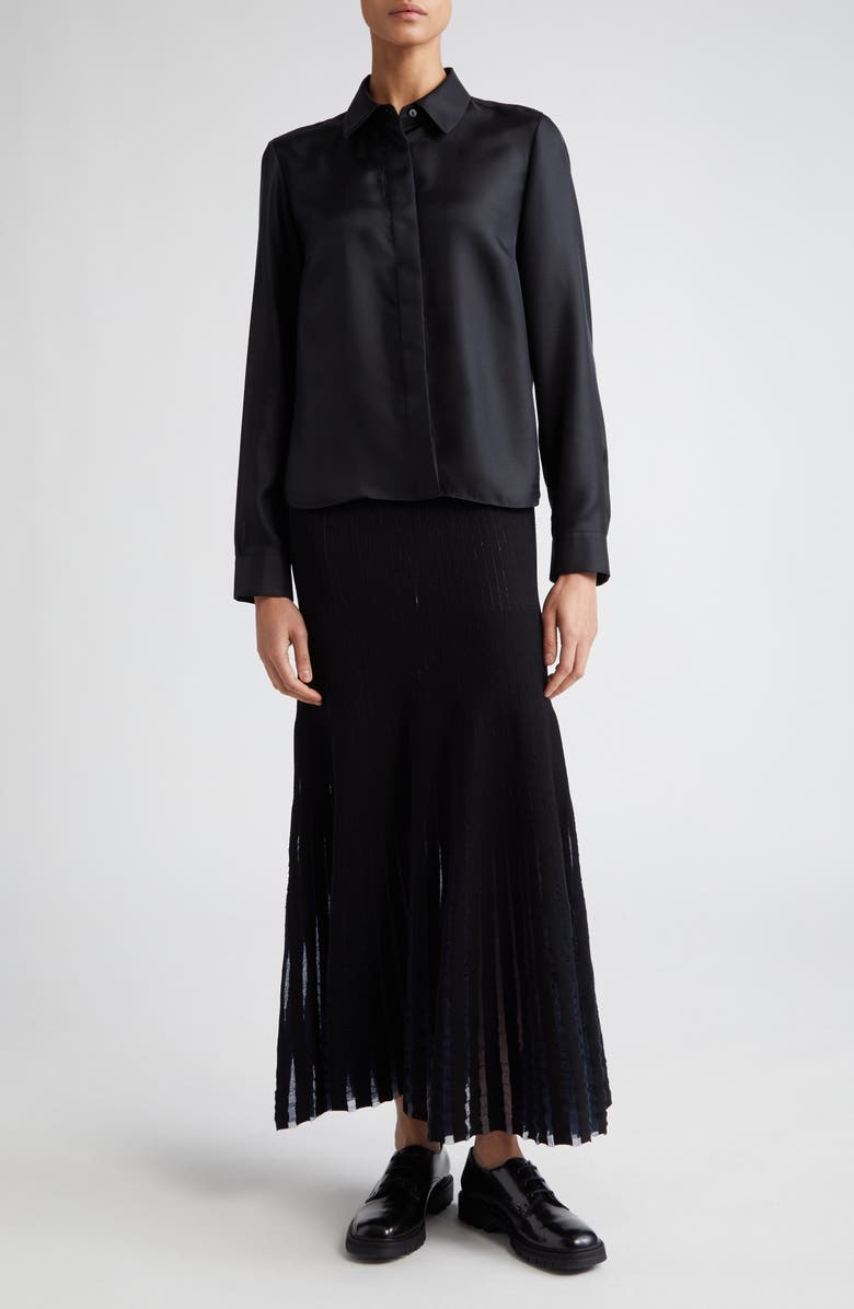 PARTOW Lara Silk Button-Up Top, Alternate, color, Black