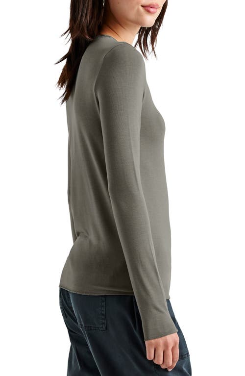 Splendid Long Sleeve T-shirt In Soft Vintage Olive Branch