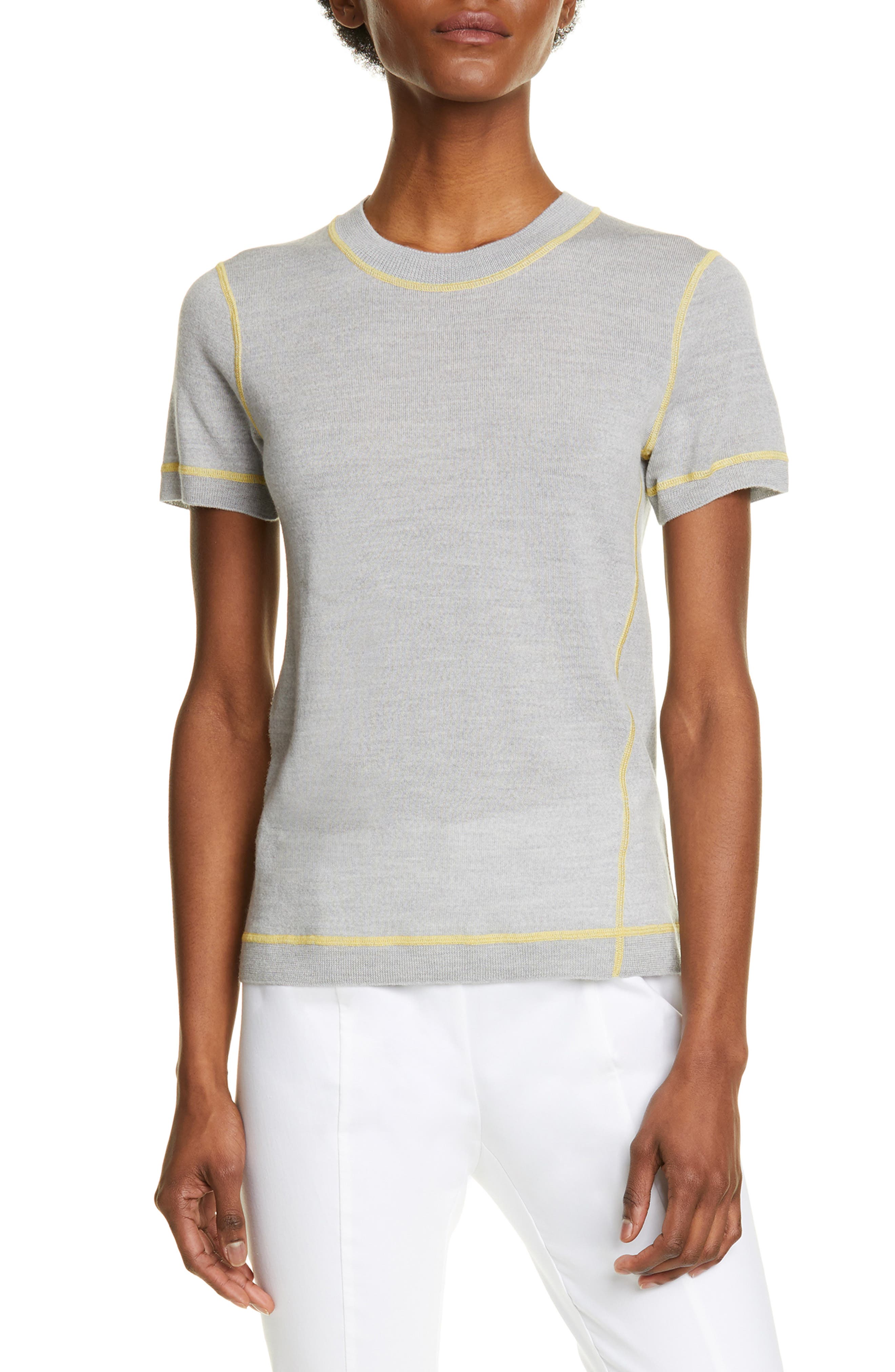 Rag & Bone Shannon Merino Wool Sweater Tee, Grey