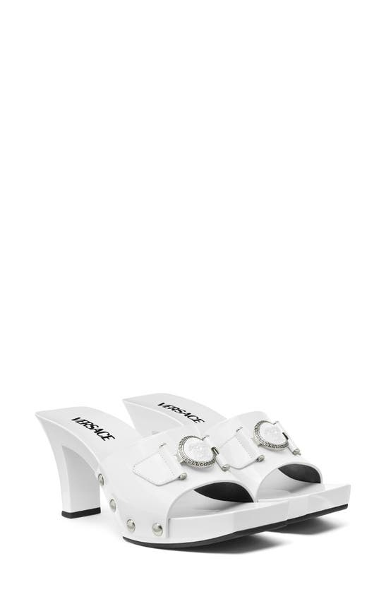 Shop Versace Medusa Buckle Clog Sandal In White