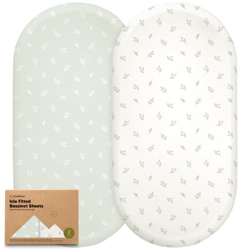 Keababies 2-pack Isla Fitted Bassinet Sheets In Herb