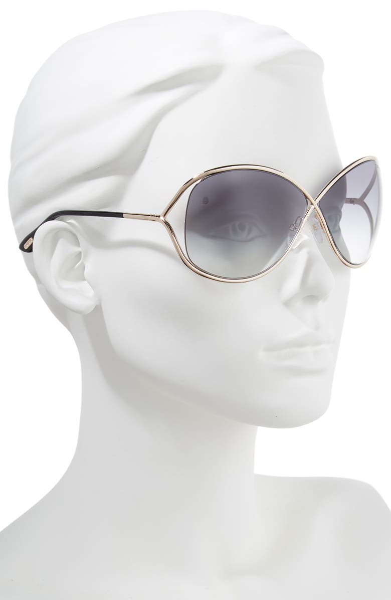 TOM FORD Miranda 68mm Open Temple Oversize Metal Sunglasses | Nordstrom