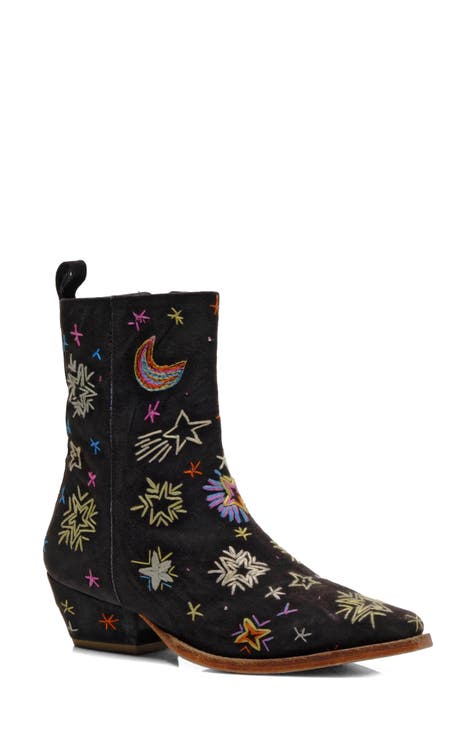 Free People Women's Bowers Embroidered Western Boots - Pointed Toe