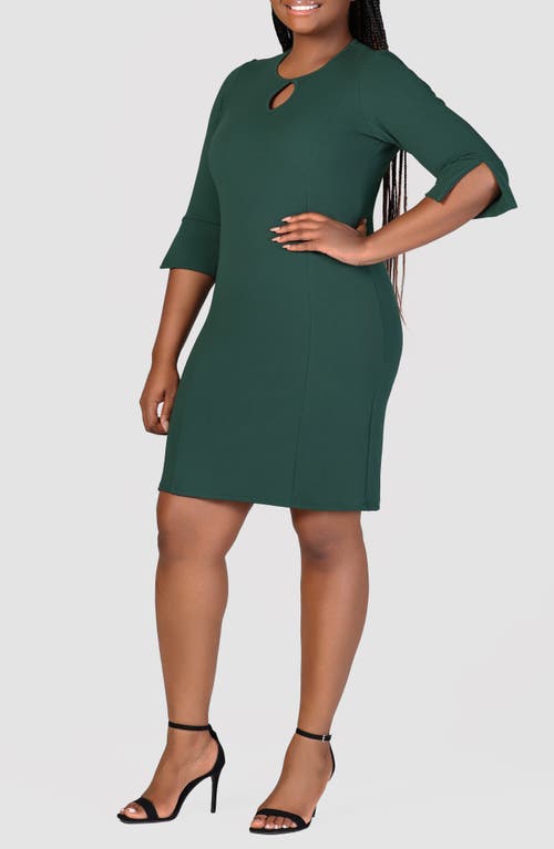 24seven Comfort Apparel Plus Size Three Quarter Sleeve Mini Dress In Hunter