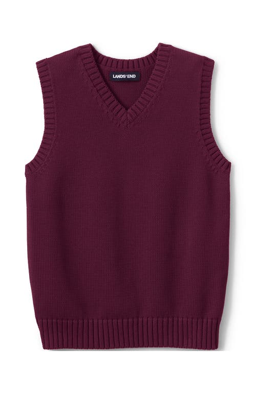 Shop Lands' End School Uniform Kids Cotton Modal Sweater Vest In Burgundy