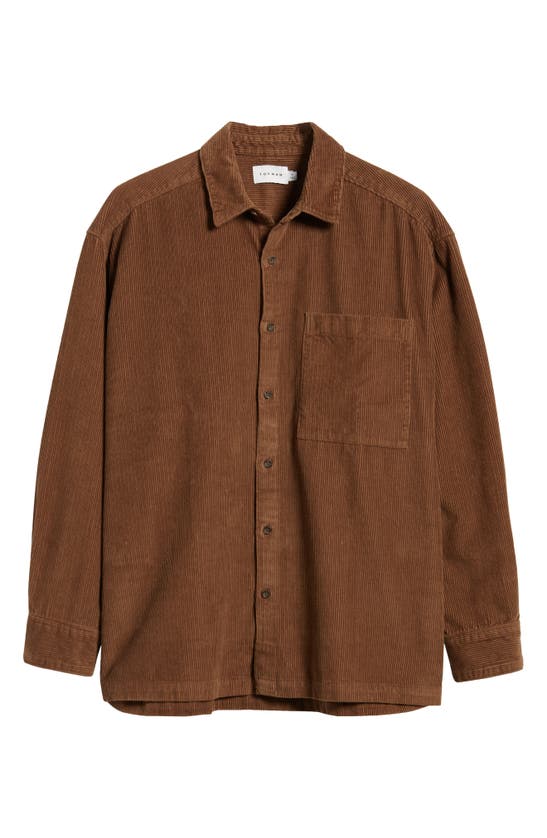 Shop Topman Oversize Corduroy Button-up Shirt In Brown