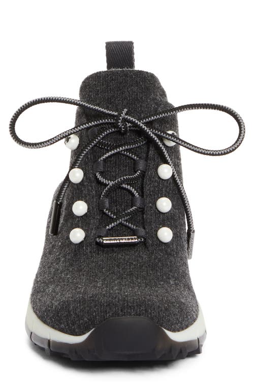Jimmy Choo Low Top Sneakers With Pearls And Knitted Upper In Black Mix