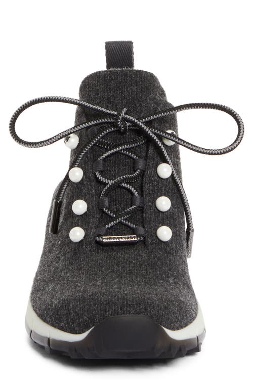 Shop Jimmy Choo Veles Imitation Pearl Knit Sneaker In Black Mix