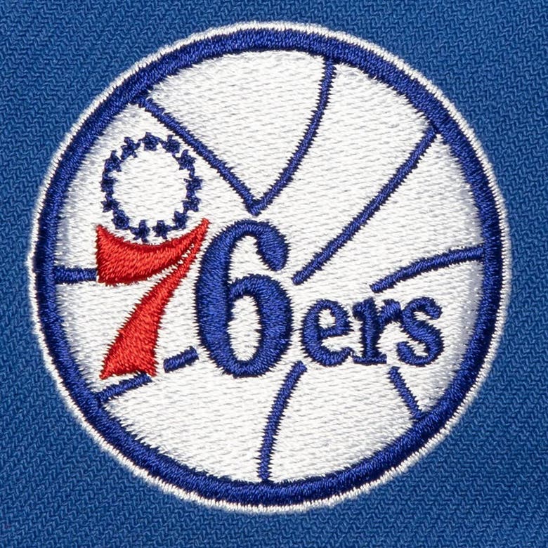 Shop Mitchell & Ness White/royal Philadelphia 76ers Retro Sport Color Block Script Snapback Hat