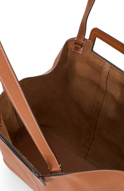 Shop Staud Grande Leather Tote Bag In Tan