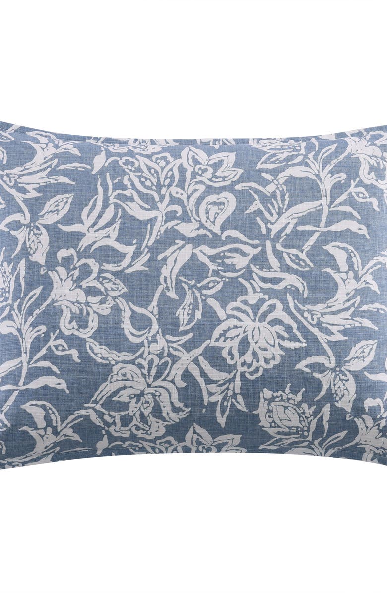 Nautica Tortola Floral Print Cotton Comforter & Sham Set, Alternate, color, Chambray Blue