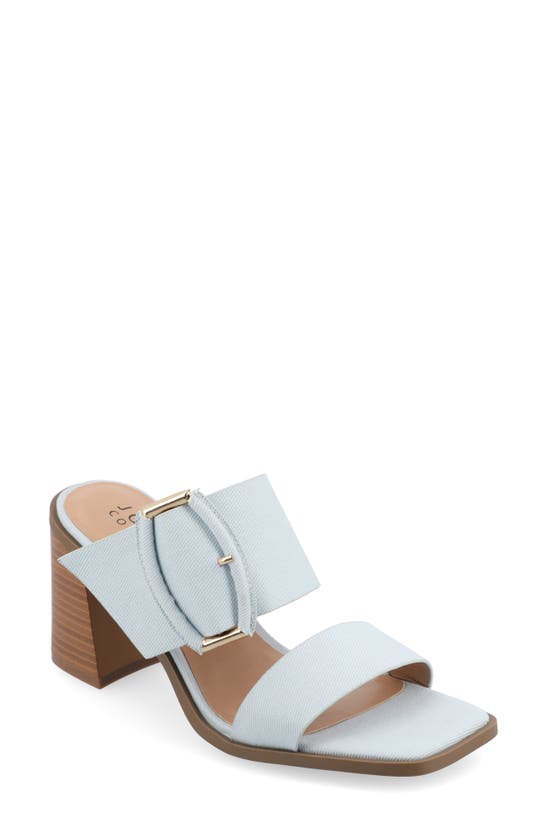 Journee Collection Block Heel Sandal In Light Denim