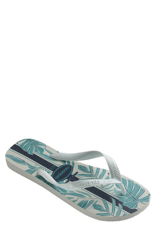 Shop Havaianas Aloha Flip Flop In White/white/indigo Blue
