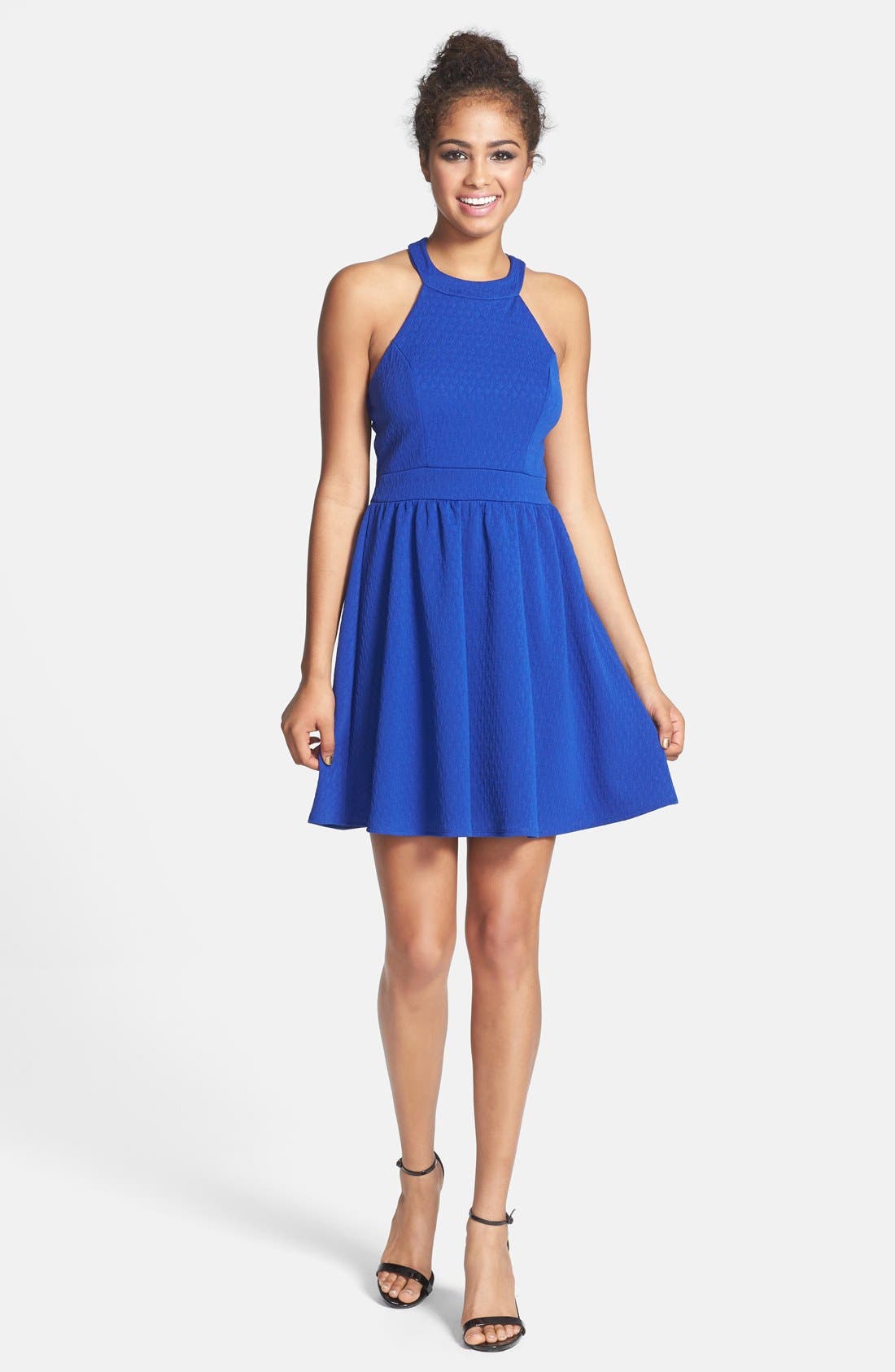 Bailey Blue Bow Back Textured Skater Dress (Juniors) Nordstrom