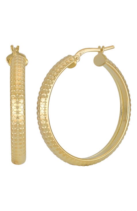 14K Yellow Gold 30mm Textured Hoop Earrings (Nordstrom Exclusive)