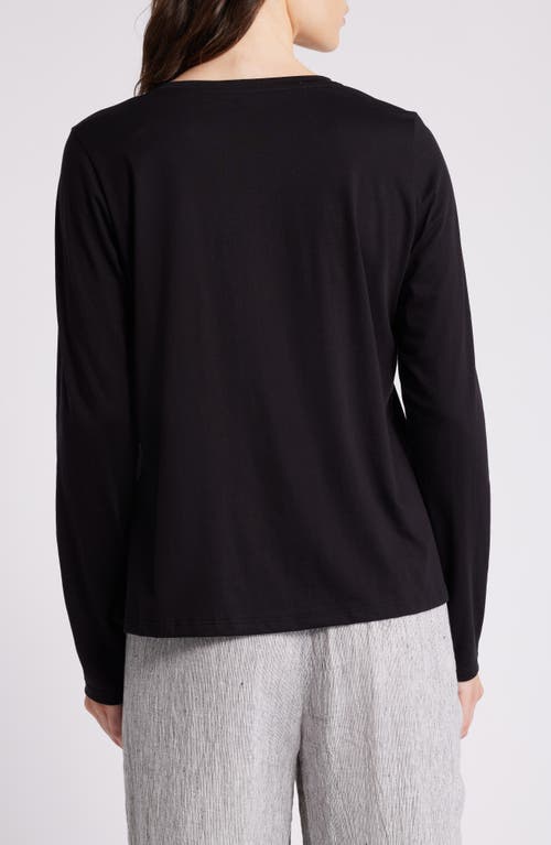 Shop Eileen Fisher Long Sleeve Organic Cotton T-shirt In Black