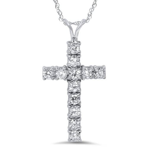 Bliss Diamond 1ct Diamond Cross Pendant 14k Gold (1 Inch Tall) Lab Grown In 14k White Gold