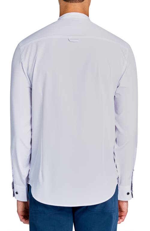 Brooklyn Brigade Solid Recycled 4-way Stretch Performance Stand Collar Shirt In White