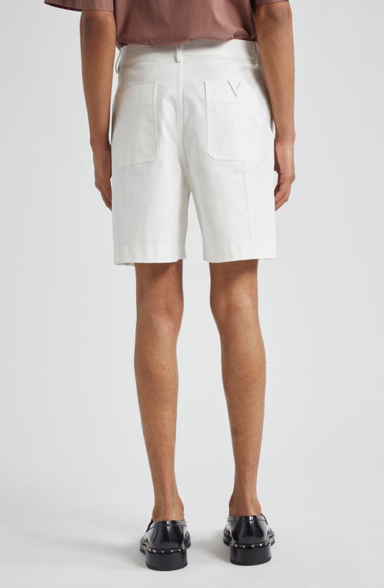 Shop Valentino Stretch Cotton Bermuda Shorts In Ivory
