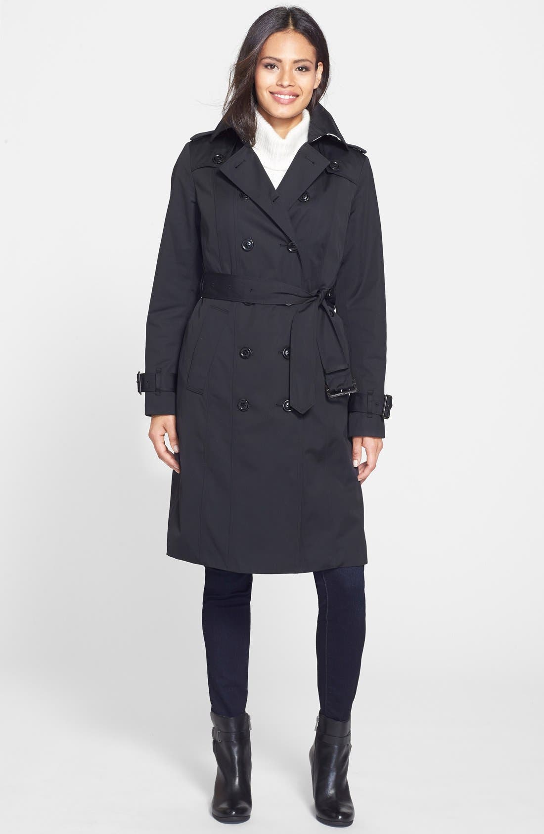 London Fog Double Breasted Trench Coat with Detachable Liner