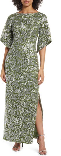 JS Collections Frida Floral Tapestry Column Gown | Nordstrom