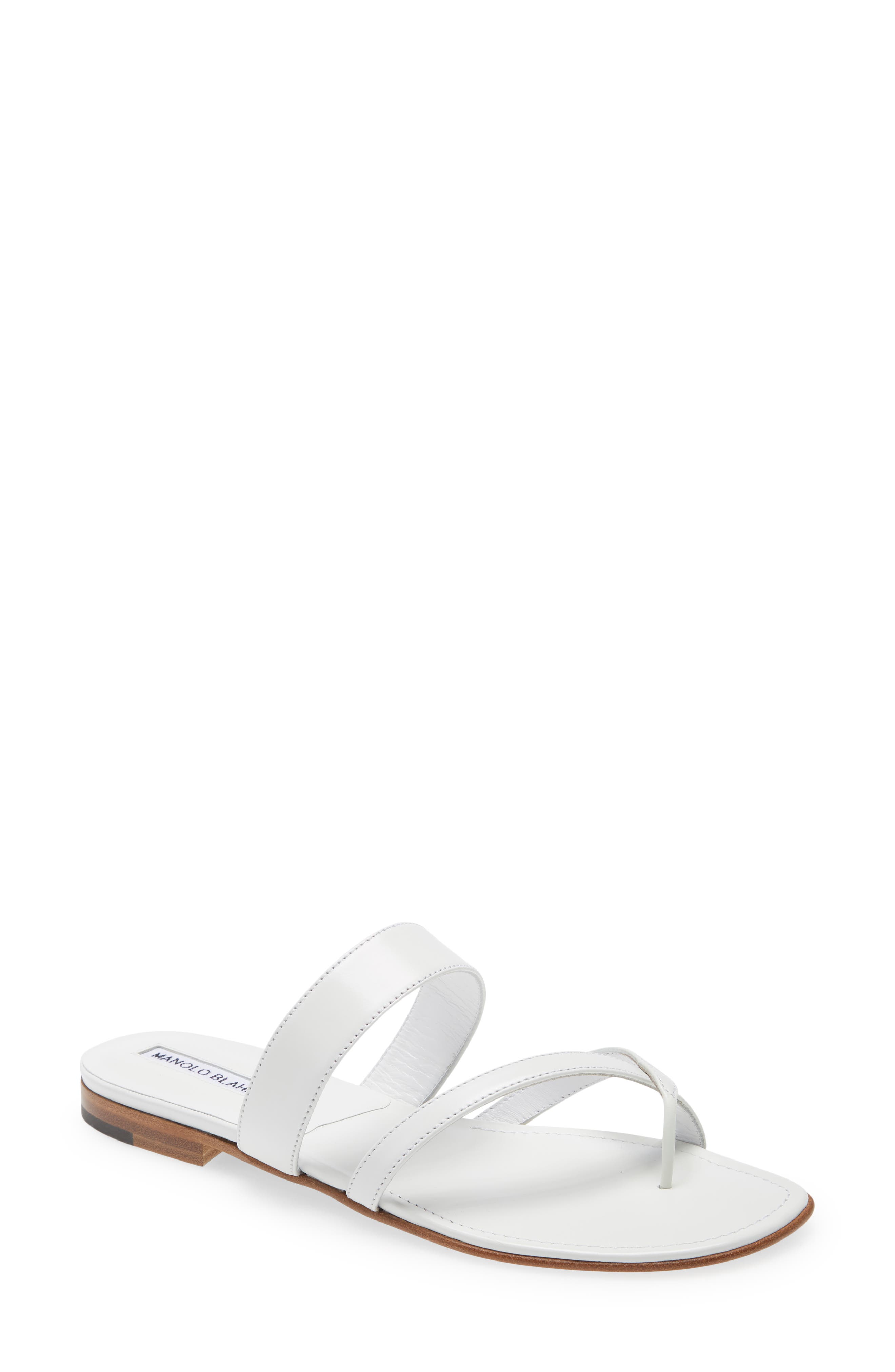 Manolo Blahnik Susa Toe Loop Sandal in White at Nordstrom, Size 5.5Us